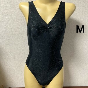 C065バルーンビレッジ♪ストレッチ♪光沢ブラックのラメ入りダンスバレエレッスン女子レオタード♪コレクションやフィギュアにも♪サイズM