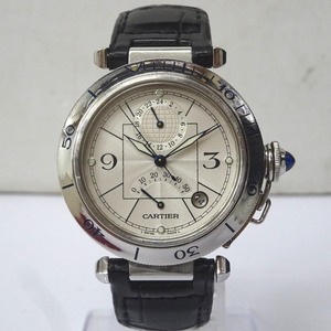 Ft1161461 カルティエ 腕時計 自動巻き 5針 パシャ38mm GMT パワーリザーブ W3103755 シルバー系 シルバー文字盤 メンズ CARTIER 中古