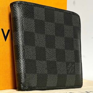 1円【良品・定価約8.4万】LOUIS VUITTON ルイヴィトン ダミエグラフィット ポルトフォイユ マルコ　二つ折り財布 財布ダミエ メンズ