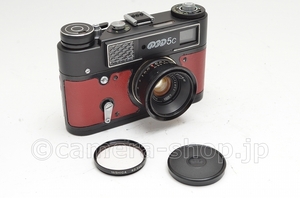 FED 5C JUPITER-12 2.8/35 Black with Red leather w/cap,filter,shoe cover