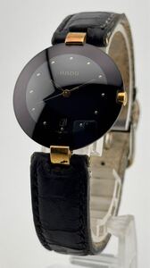 【ラドー　１円～】　「RADO」 　1293577.4 黒文字盤　デイト　腕時計　クォーツ　稼働　T13306