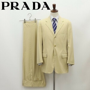 ◆PRADA プラダ ストレッチ コットン 3釦 スーツ クリームベージュ 48