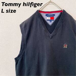 トミーヒルフィガー　オールドトミー　ニットベスト　刺繍ロゴ　男女兼用　Lサイズ　Tommy hilfiger ユニセックス　大きいサイズ