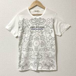 コムコム COMME des GARCONS フラワー 総柄 Tシャツ ホワイト 白 コムデギャルソン 半袖 カットソー Tee 花柄 archive 3080418