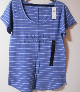 バナナリパブリック ボーダー ブルー ロゴ Tシャツ S ☆彡 タグ付き新品 カットソー BANANAREPUBLIC