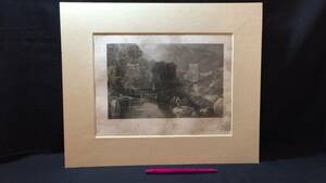 【真作 J.M.W.Turner(ターナー)/銅版画14】『Brinkburn Priory』●イギリスロマン主義●縦33.5×横40.5㎝●検)リトグラフ/水彩画/風景画