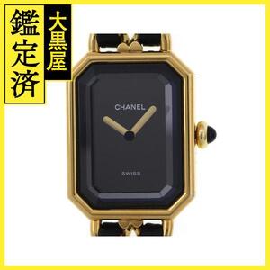 CHANEL シャネル 腕時計 プルミエールXL H0001 ゴールドメッキ/革 ブラック文字盤 XLサイズ クオーツ【472】SJ