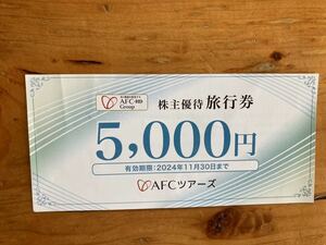 送料無料★ AFC-HD Group AFCツアーズ 株主優待旅行券 5,000円。2024年11月30日まで