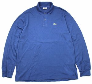 ★90s LACOSTEラコステ ワンポイント コットン 鹿の子 長袖ポロシャツ 濃青 5★76 オールド ビンテージ フレンチ ユーロ ヨーロッパ