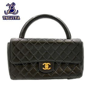 CHANEL シャネル　マトラッセ　親子ハンドバッグ　ブラック　ラム/G金具　3xxxxxx　中古B【辻屋質店B2602】