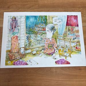 滝田ゆう！大型肉筆原画！-『昭和夢情話』- -君待つ今宵- 泥鰌サイン入　28×40.7cm