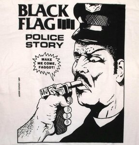 ★ブラック フラッグ Tシャツ Black Flag Police Story 白 L 正規品 ハードコア パンク sst ushc punk