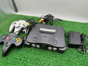 【T①08k1435】ジャンク品現状 NINTENDO64 ニンテンドー64 任天堂 ゲーム機 AVケーブル ブラック コントローラー 本体セット 64 NUS-001 