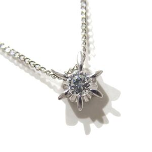 良品★プラチナ Pt850/Pt 一粒 ダイヤモンド 0.15ct 立て爪 ネックレス 約2.6g ダイヤ★