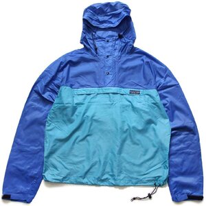 ★80s patagoniaパタゴニア ツートン 切り替え ナイロン アノラックパーカー 青×水色 M★ビンテージ アウトドア 三角タグ プルオーバー