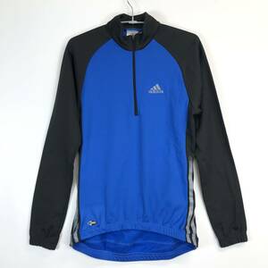 アディダス adidas 裏起毛 長袖サイクルジャージ ブルー ブラック XSサイズ 793858