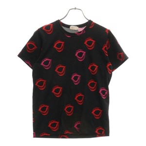 COMME des GARCONS コムデギャルソン 08AW 唇 総柄 クルーネック 半袖Tシャツ カットソーブラック GB-1012