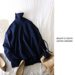 1.4万☆ユナイテッドアローズ/BEAUTY & YOUTH☆ウールカシミヤ オーバータートルネックニットプルオーバー☆Y-F 0464