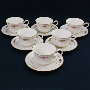 Noritake ノリタケ SUFFOLK サフォーク カップ＆ソーサー6客セット アイボリーチャイナ レトロ 花柄◆950f22