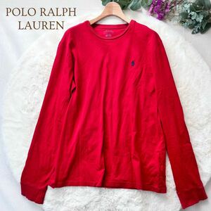 POLO RALPH LAUREN ポロ ラルフローレン ロンT 長袖Tシャツ クルーネック コットン カットソー 赤 Mサイズ メンズ A5374