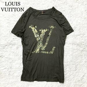 【極美品】LOUIS VUITTON Tシャツ カーキ ロゴ エスニック M