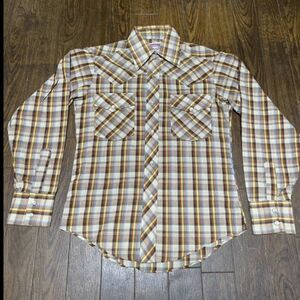 70s 80s VINTAGE LADIES CHECK WESTERN SHIRT ビンテージ レディース チェック柄 ウエスタンシャツ 古着 USA アメリカ 美品 S M ブラウン