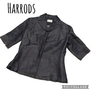 ⑲28【Harrods】ハロッズ　デニム　ジャケット　半袖　レディース　1