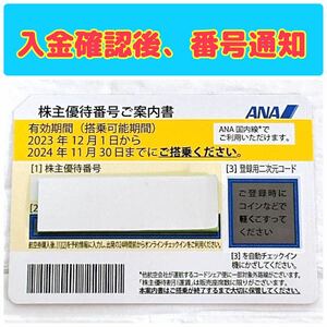 ANA 株主優待 番号通知 全日空 ★2024年11月30日の搭乗分まで有効 即決