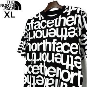 1円～!売切!【正規新品】THE NORTH FACE◆S/S ALL OVER PRINT BOX FIT TEE 半袖 Tシャツ US限定 登山 上質 キャンプ(XL)黒 総柄 180902-32