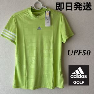 【M】新品定価8490円/adidas golf アディダス　ゴルフ/女性/レディース/ 人気/モックネックシャツ/半袖ゴルフシャツ/速乾/UVカット