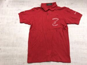 フレッドペリー FRED PERRY 英国イングランド製 オールド 90s BRASSBAND FUJIMORI 富士森 吹奏楽部 半袖ポロシャツ メンズ 鹿の子 40 赤