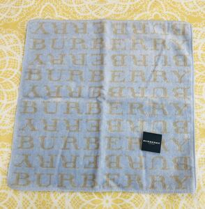 新品/BURBERRY/タオルハンカチ/正規品/バーバリー/綿100%/未使用/即決あり/匿名発送/ノバチェック/水色/ロゴ柄/日本製　045