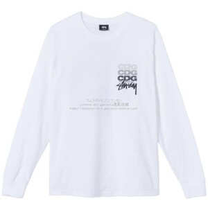 ■激レア■コムデギャルソンCDG×ステューシー限定長袖Tシャツ-STSSY40周年記念-■Sサイズ■白■新品タグ付き■正規品