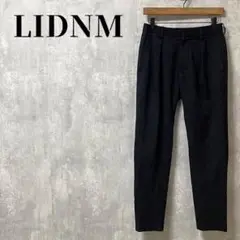 LIDNM　リドム　タック　テーパード　スラックスパンツ　バックゴム　日本製　黒