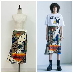 21ss 2021 名作 sacai サカイ Hank Willis Thomas Archive Print Mix Skirt 21-05492 アーカイブ プリント ミックス スカート ドッキング 2