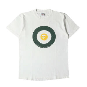 A BATHING APE ア ベイシング エイプ Tシャツ サイズ:L 90s 初期モデル サークル 猿顔 クルーネックTシャツ (anvilボディ) ホワイト