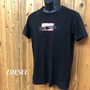 DIESEL /ディーゼル /メンズM 半袖Tシャツ トップス ロゴプリント ブラック シンプル カジュアル 古着