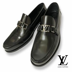 正規品 Louis Vuitton FA0171 ルイヴィトン LVロゴ シルバー金具 レザー ローファー シューズ フォーマル ドレスシューズ 革靴 6 1/2M