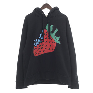 【特別価格】GUCCI 19SS Strawberry Loose Hoodie プルオーバー パーカー ブラック サイズ メンズXL