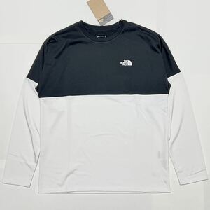 XL 新品 ノースフェイス ロングスリーブ バイカラード ヌプシティー 長袖 ロンT 黒 Bi Colored Nuptse Tee ヌプシ Tシャツ バイカラー