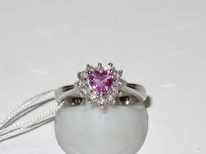 ★値下げ稀少品■指輪■即決■ダイヤ合計０．２６ｃｔ ピンクサフャイア０．４８ｃｔ■K18WG■３．２ｇ■１１号■中古品■