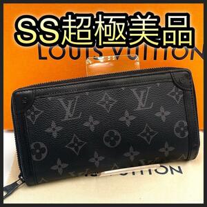 LOUIS VUITTON ルイヴィトン 長財布 モノグラムエクリプス ジッピーウォレット トランク 黒 ブラック 正規品 鑑定済み 本物 美品 レア IC