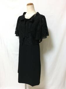 O136新品♪組曲♪総レースボレロ付きブラックワンピースドレスMサイズ￥32780結婚式二次会即決