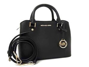 1円 ■極美品■ MICHAEL KORS マイケルコース レザー 2WAY ハンドバッグ ショルダー クロスボディ 斜め掛け レディース ブラック系 FF3245