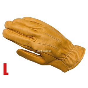 SULLIVAN GLOVE SHORTY VINTAGE GOLD L/サリバングローブ金ゴールド裏地なし鹿革ディアスキン本革メンズアメリカ製usa製定番バイク用手袋