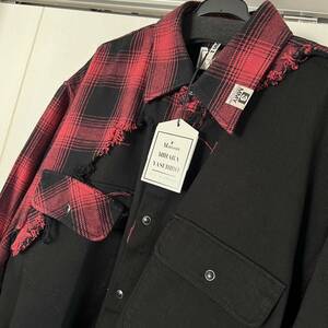 新品タグ付き 22-23AW Maison MIHARA YASUHIRO メゾン ミハラヤスヒロ ダメージ シャツ 46 M メンズ Hirf Broken Shirts チェック