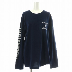 ドゥーズィエムクラス PARLEMENTIA マンチェスロンゲス MANCHES LONGUES Tシャツ カットソー ロンT 長袖 クルーネック ロゴ M 紺 白