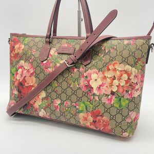 1円 【 極美品 】 グッチ GUCCI ハンドバッグ ショルダーバッグ トートバッグ 2WAY PVC レザー 花柄 フラワー GG ブルームス A4