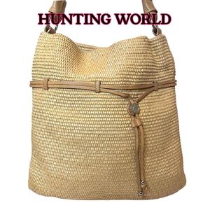 HUNTING WORLD ハンティングワールド トートバッグ ラフィア かごバッグ ワンショルダー