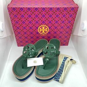 ◆1円スタート【TORY BURCH トリーバーチ】未使用品！　Miller Platform サンダル　Tストラップ　厚底　8サイズ　25㎝　レディースシューズ